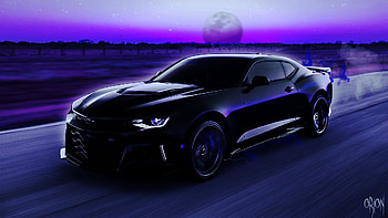 Chevrolet under the purple moon(1920x1080), moon, Chevrolet, car HD wallpaper