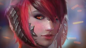 Fantasy Short Hair Orange Eyes Girl, fantasy-girls, orange-eyes, artist, artwork, digital-art, deviantart HD wallpaper