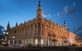 Grand Theater of Havana, Architectural marvel, Evening cityscape, Cultural heritage HD wallpaper
