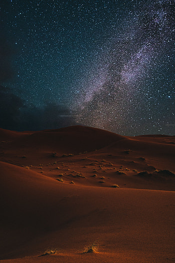 Landscape, Night, Desert, Dark, Starry Sky HD phone wallpaper