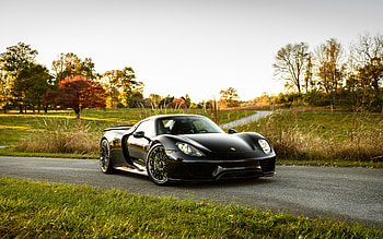 Porsche 918, , front view, black sports cars, black Porsche 918, German cars, Porsche HD wallpaper