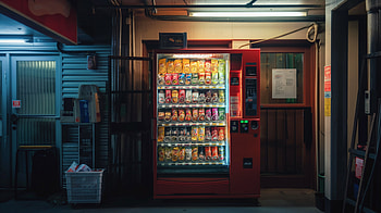 Illuminated Vending Machine at Night -, vending machine HD wallpaper