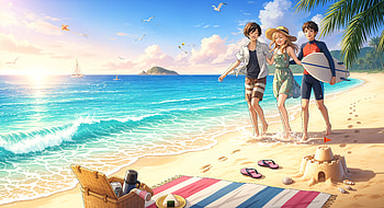 Anime Beach — Sunlit Summer Shore, Anime Beach, Beach HD wallpaper