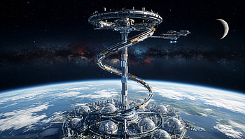 Spiral Skyhook: Sci‑Fi Space Elevator, Sci Fi, space station, Space Colony, futuristic city HD wallpaper
