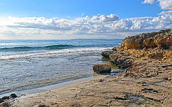Coast of Cyprus, clouds, sea, Cyprus, coast HD wallpaper