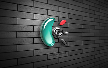 Logitech 3D logo, , gray brickwall, creative, brands, Logitech logo, 3D art, Logitech HD wallpaper