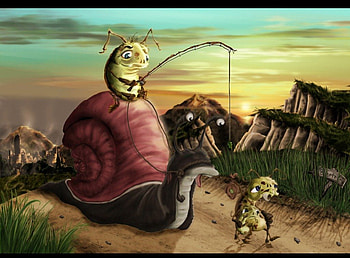 Terrible Trek, snail, humour, walking, creatures HD wallpaper