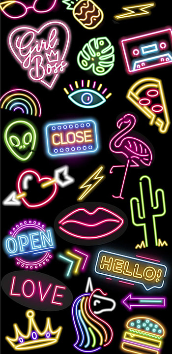 Neon, bunt, Hintergrund, Zeichen HD phone wallpaper