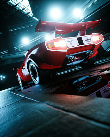Red car, rear view HD phone wallpaper