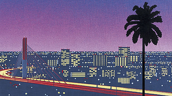 Bridge, cityscape, pixel art HD wallpaper
