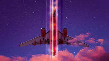 Neon, retro artwork, airplane, art HD wallpaper