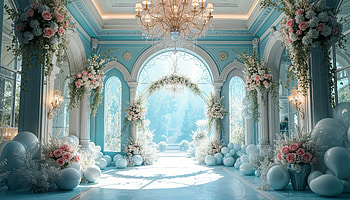 Elegant Entrance: A Stunning Ultra, entrance, building, wedding, floral arrangement HD wallpaper