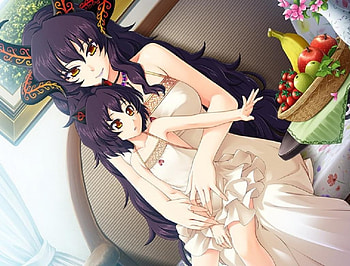 Bunny Black, devil, cute, long hair, daughter, cg, love, horn, mother, game, girls HD wallpaper