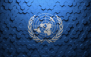 Flag of United Nations, honeycomb art, United Nations hexagons flag, United Nations 3d hexagons art, United Nations flag, United Nations HD wallpaper