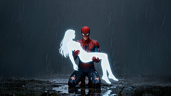 Spider Man Mourning In The Rain, spiderman, superheroes, artwork, art, digital-art, ai HD wallpaper