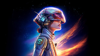 Pathfinder Girl Beyond The Stars, astronaut, stars, galaxy, artist, artwork, art, digital-art, artstation HD wallpaper