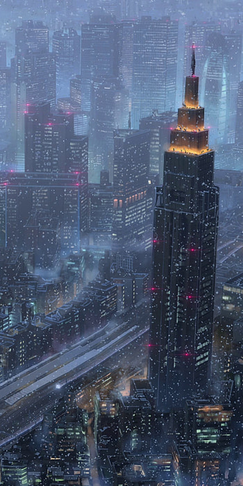 Your Name. — Tokyo Snowfall: Anime Night City, city, Tokyo, night, snowfall, Your Name., Anime, anime night, anime city HD phone wallpaper
