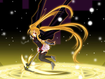 Fate Testarossa, cute, long hair, dress, magical girl lyrical nanoha, abstract, blonde hair, warrior, female, sexy, neon light, red eye, fate, hot, girl, armor, anime girl, neon, anime, weapon, fighter HD wallpaper