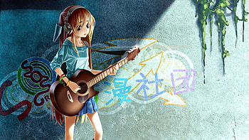 Anime Girl Guitar Grafitti , anime-girl, anime, artist, artwork, digital-art HD wallpaper