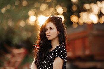 Beautiful Girl In Polka Dress Outdoors, girls, model HD wallpaper