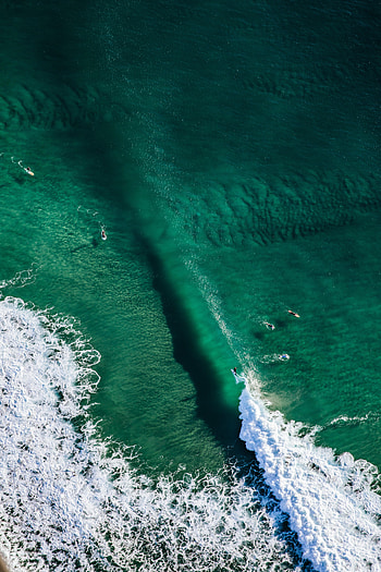 Water, View From Above, Miscellanea, Miscellaneous, Ocean, Wave, Surfers HD phone wallpaper