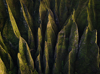 Rocks, moss, aerial view HD wallpaper