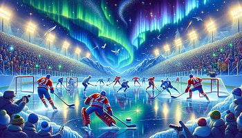 Spectacular Northern Lights NHL Game, NHL, hockey, aurora borealis, ice rink, Sports HD wallpaper