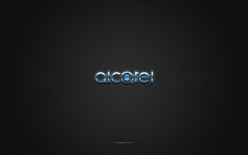 Alcatel logo, blue shiny logo, Alcatel metal emblem, gray carbon fiber texture, Alcatel, brands, creative art, Alcatel emblem HD wallpaper