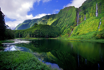 Azores waterfalls, Stunning landscapes, High-definition , Majestic beauty HD wallpaper