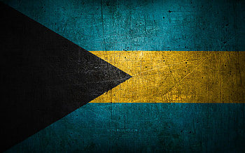 Bahamas metal flag, grunge art, North American countries, Day of Bahamas, national symbols, Bahamas flag, metal flags, Flag of Bahamas, North America, Bahamas HD wallpaper