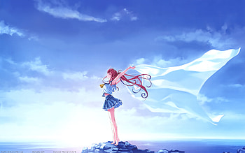 Anime Deep Blue Sky Pure White Wings , anime-girl, anime, artist, artwork, digital-art HD wallpaper