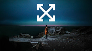 Off-White digital art, Dark and edgy, Unique arrow design, Sky-inspired aesthetics HD wallpaper
