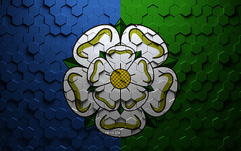 Flag of East Riding of Yorkshire, honeycomb art, East Riding of Yorkshire hexagons flag, East Riding of Yorkshire 3d hexagons art, East Riding of Yorkshire flag HD wallpaper