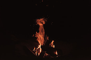 Fire, Bonfire, Dark, Flame, Sparks, Combustion HD wallpaper