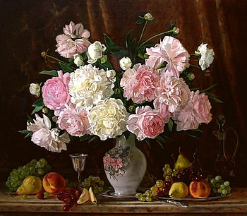 A, Efremov, still life, painting, a efremov, art, carnation, flower, fruit, apple HD wallpaper