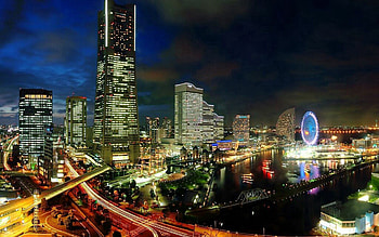 Cities, City Lights, Evening, Megalopolis, Megapolis, Japan, Yokohama, Development HD wallpaper
