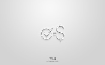 Value 3d icon, white background, 3d symbols, Value, business icons, 3d icons, Value sign, business 3d icons HD wallpaper