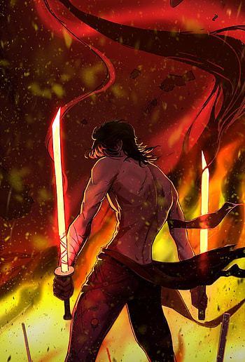 Anime Boy, heat, manhua, people_in_nature, anime_boy, black, fire HD phone wallpaper