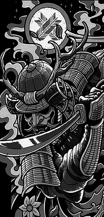 Samurai, art, white HD phone wallpaper