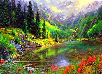 magic nature, nature, magic, forest, lake HD wallpaper