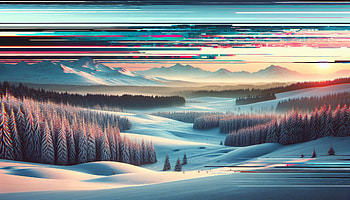 Winter Sunrise Serenity - Snowy Landscape, winter landscape, mountain, snow, valley, Digital Art, Snowy Mountain HD wallpaper