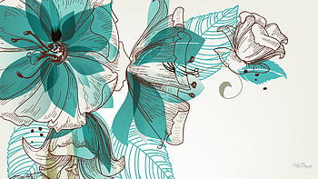 Aqua Floral, art, floweors, aqua, cyan, paper, rose, abstract, tan, paint HD wallpaper