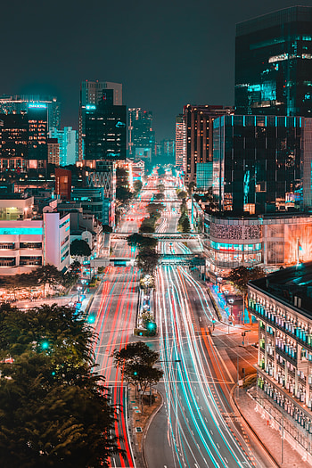 Cities, Night, City, Building, Lights, View From Above, Road HD phone wallpaper