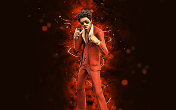 Tycoon Bruno Mars, , orange neon lights, Fortnite Battle Royale, Fortnite characters, Tycoon Bruno Mars Skin, Fortnite, Tycoon Bruno Mars Fortnite HD wallpaper