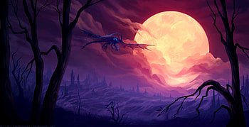 Dragon Flying Towards Moon Fantasy, dragon, fantasy, artist, artwork, digital-art, deviantart, moon HD wallpaper