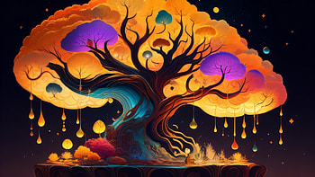 Neon, AI Art, tree HD wallpaper