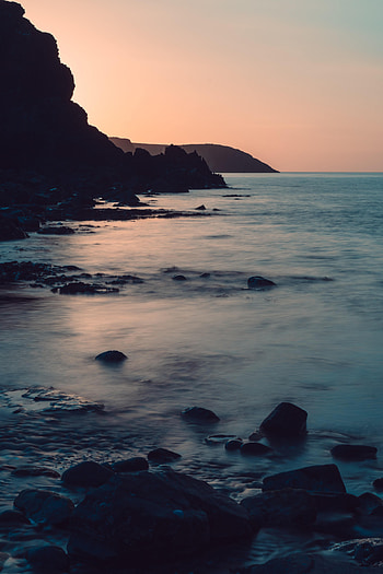 Nature, Stones, Sea, Twilight, Rocks, Coast, Dusk HD phone wallpaper