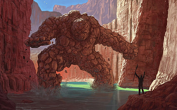 Rock Golem, Canyon guardian, Fantasy creature, Mythical inhabitant HD wallpaper