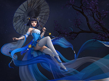 Fantasy Girl, Artwork, Girl, Dress, Umbrella HD wallpaper