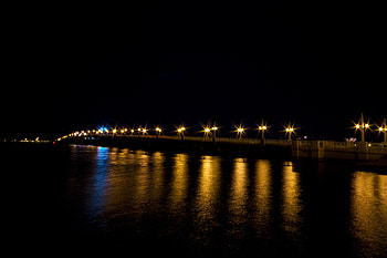 Night, Lights, Reflection, Dark, Lanterns, Bridge HD wallpaper